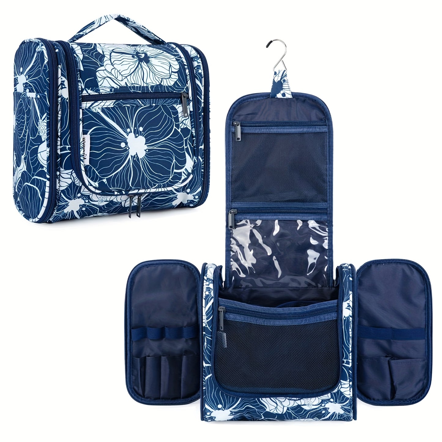 Women's Large Capacity Hanging Toiletry Bag - Travel Cosmetic Organizer with Hanging Hook & Top Handle, Zipper Closure, Lightweight Makeup Case with Multiple Compartments - Elegant Purple, Airport Approved for Carry-On Luggag