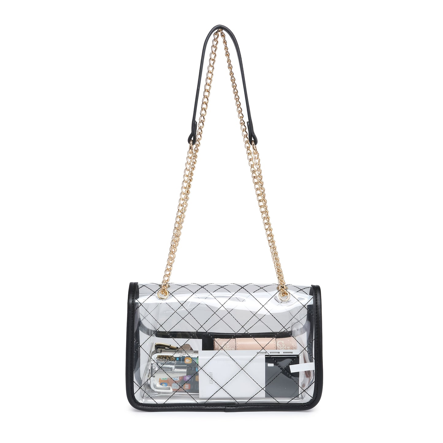 Ragsto Womens PVC Transparent Crossbody Bag With Chain Closure
