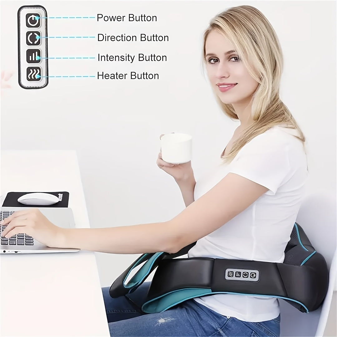 Neck Massager And Shoulder Massager with Heating Function, Deep Kneading Massage Pillow, Suitable for Full-body Muscle Massage, Can Be Used At Home, In The Office, Or In The Car, The Perfect Gift for Mom And Dad, Valentine's
