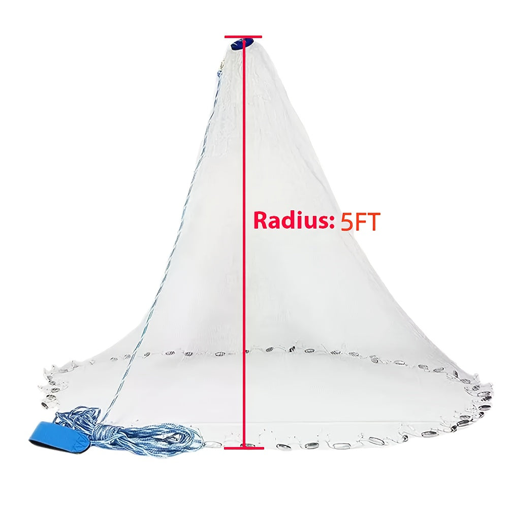 8ft 10ft Fishing Cast Net For Bait Nylon Mesh 1.3cm Saltwater Net With Heavy Duty Zinc Sinker Weights