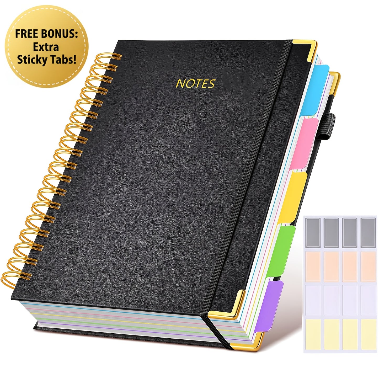 Hardcover Spiral Notebook With Removable Dividers And Tabs 300 Pages