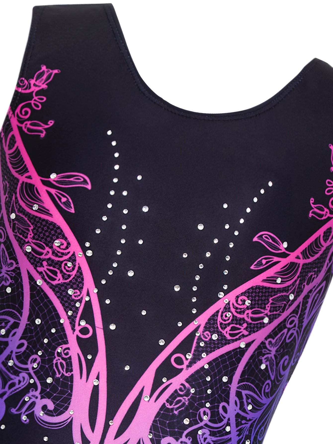 2 Piece Girls Gymnastics Leotards Hairband Sleeveless Unitard Gradient Sequin Design Rhinestone Embellishments Ages 3