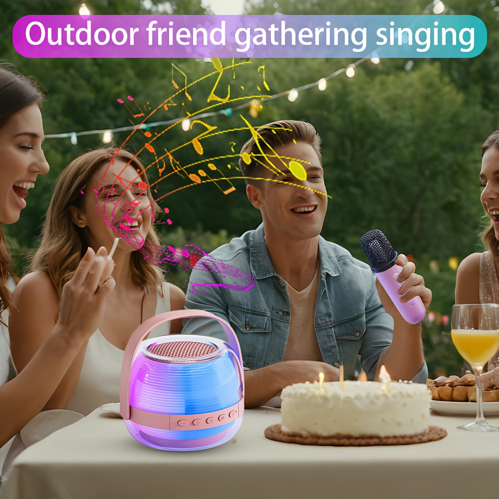 3pcs Portable Mini Karaoke Machine with 2 Wireless Microphones - USB Charging, Wireless Speakers for Birthday Party and Home Entertainment, LED Light Karaoke Machine, Birthday Party, Family Gathering, Christmas Gift, New Year