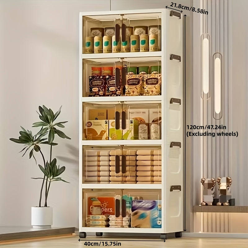 3-4-5 Layer Folding Storage Cabinet With Lid And Wheels