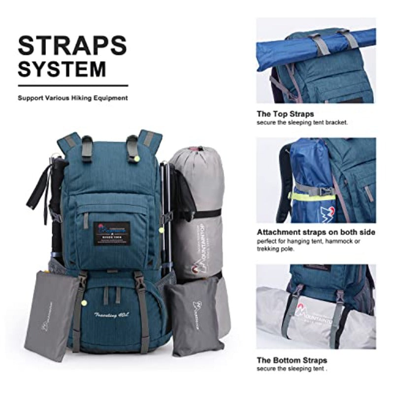 40L Hiking Backpack with 3L Hydration Bladder for Women and Men Outdoor Travel Camping Day Pack with Rain Cover 21.7 x 13 x 7.9 in Blue Sky