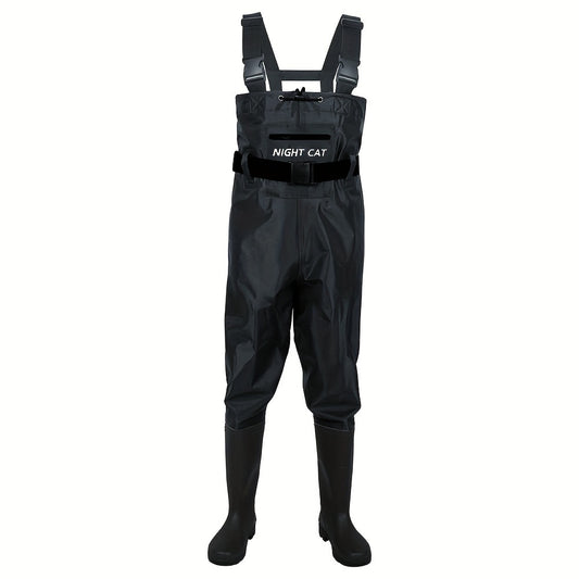 Unisex Nylon Fishing Waders for Men And Women, Featuring PVC Boots, an Adjustable Waist Belt, And a Lightweight, Breathable Design. Available in Black, Sizes 6.5 to 13.