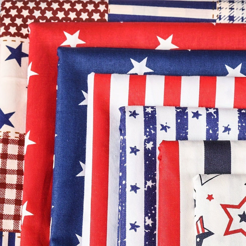HHMC 7pc Patriotic American Flag Cotton Precut Squares