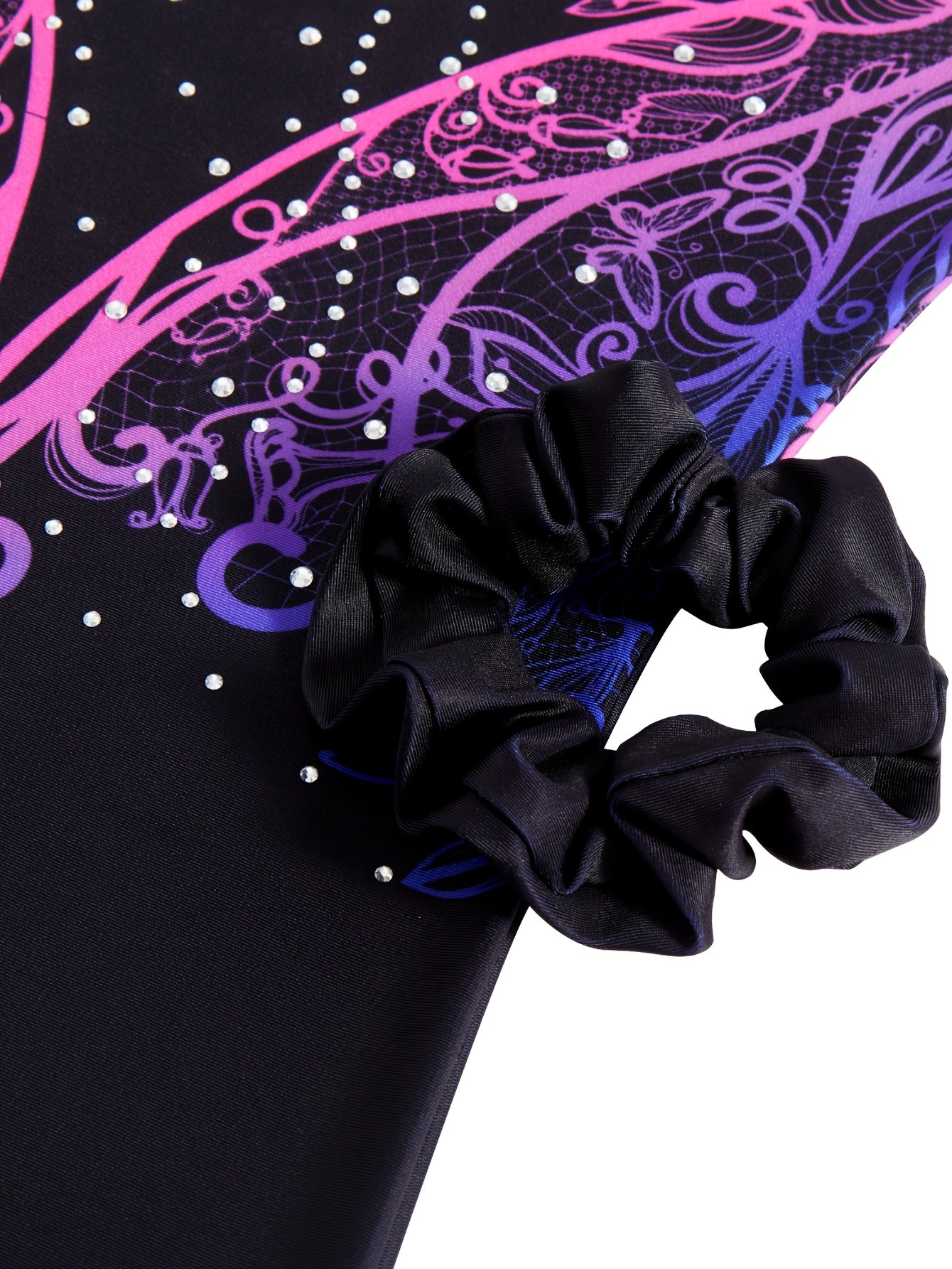 2 Piece Girls Gymnastics Leotards Hairband Sleeveless Unitard Gradient Sequin Design Rhinestone Embellishments Ages 3