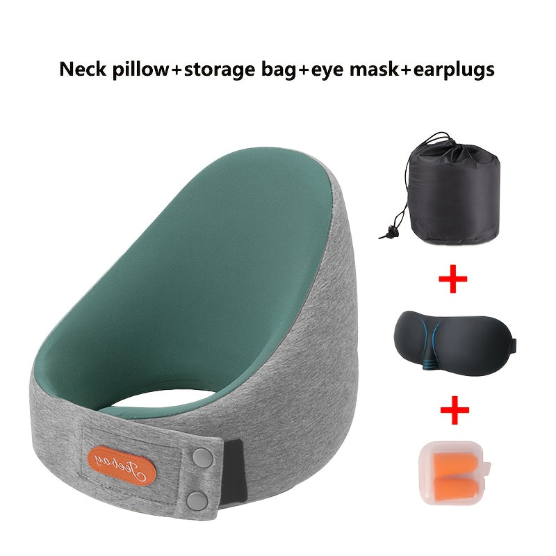 Adjustable 360° Airplane Neck Pillow with Earplugs & Eye Mask - Lightweight Breathable Travel Pillow for Long Flights, Airplane, Car & Office Use, Head Support for s &, Machine Washable (Multi-Color)