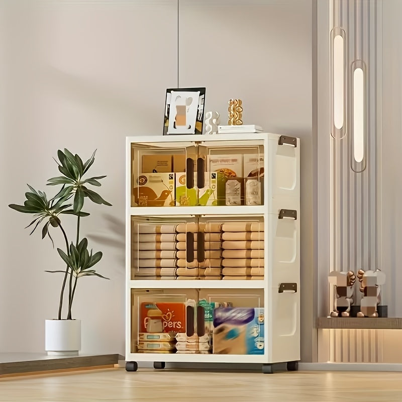 3-4-5 Layer Folding Storage Cabinet With Lid And Wheels