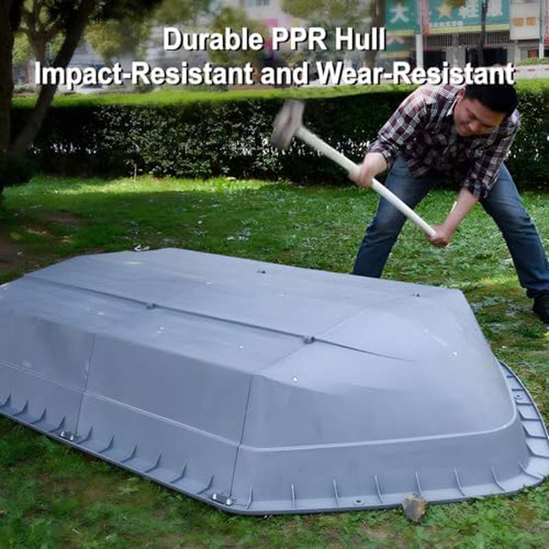 LECARDIO Folding Fishing Kayak - Portable Motorboat for 1-2 Person Heavy-Duty Collapsible Boat with Motor Mount, Bow Motor Compartment & PPR - Stable Kayak for Lakes, Rivers, - Easy Assembly, No Roof Rack Needed