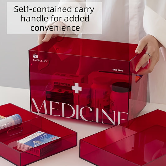 Acrylic Medicine Box Dustproof Double Layer For Home First Aid Kit Large Capacity Storage Box