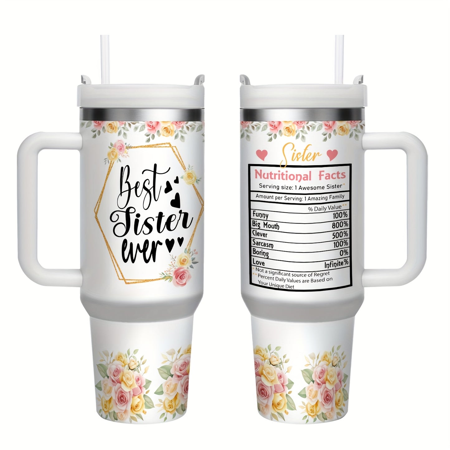 1pc 40 OZ Insulated Stainless Steel Tumbler - Keeps Drinks Cold For 24 H- Hot For 12 H -Durable, Portable & Stylish | Perfect For Home, Office -Everyday Use - Thoughtful Gift For Mama, Grandma, Aunt, Sister, Girlfriend - Wife