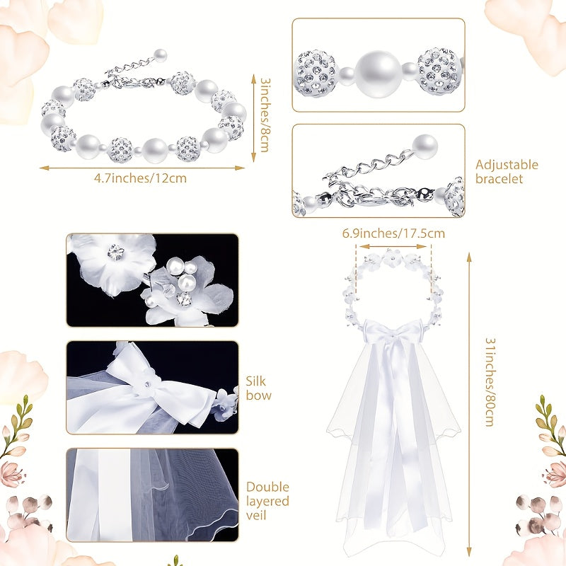 CHUMIA Complete First Communion Outfit Veil Wreath Headpiece Necklace