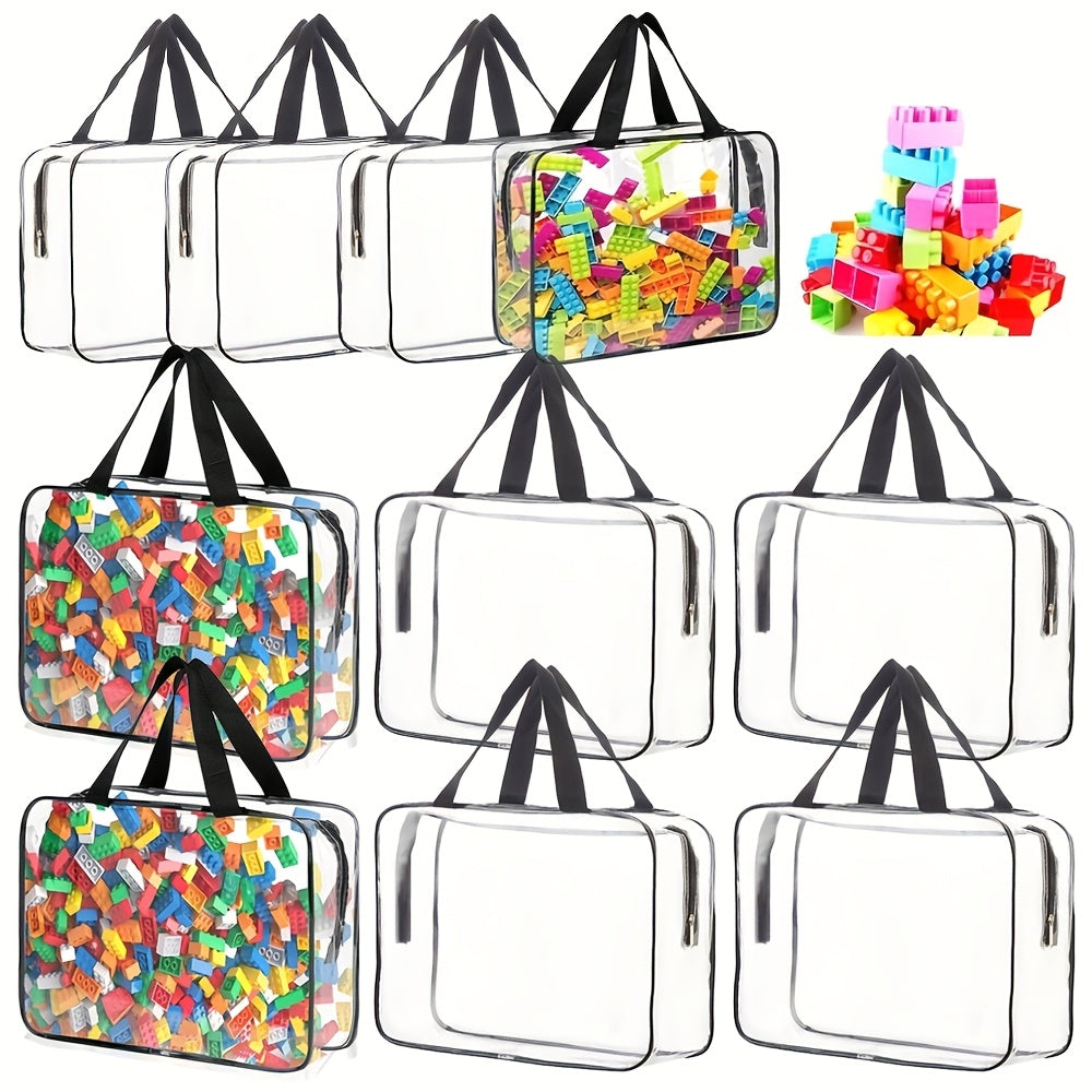 Transparent PVC Zipper Toy Storage Bag Reusable Travel Tote
