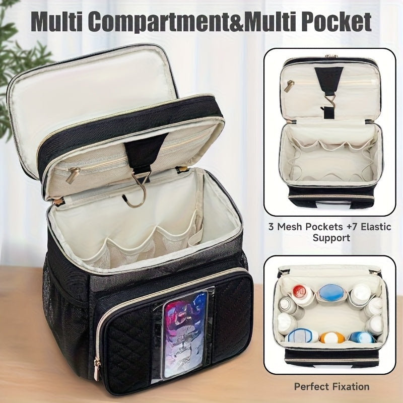 Large Capacity Nylon Toiletry Bag with Multiple Compartments- Heavy Duty Travel Organizer for Women and Men, Suitable for Gym, Camping, Cruise, Pink, Fitness Essentials, Compact Design, Durable Structure, College Students, To