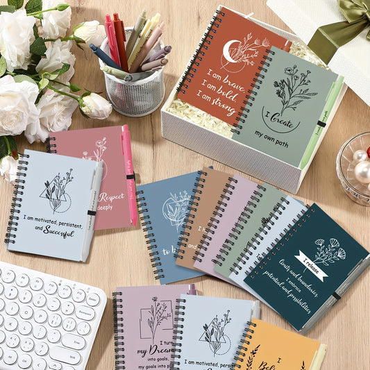 40 Sets/ 80pcs Inspirational Spiral Notebooks Thank You Bamboo Ballpoint Pens Bulk Motivational Journals Employee Appreciation Gifts Encouragement Gifts For Teacher Coworker Nurse