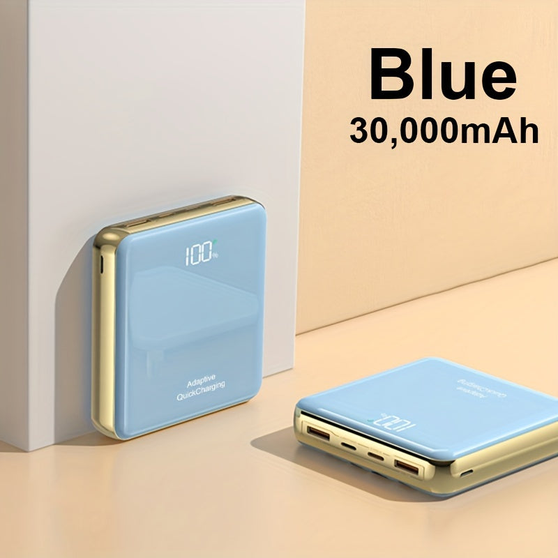 KAXOE 30000mAh 20000mAh High-Capacity Super Fast Charging Power Bank Portable Charger Fast Charging with LED Display Built-in 4 Cables Mobile Battery for iPhone for Samsung for Tablet