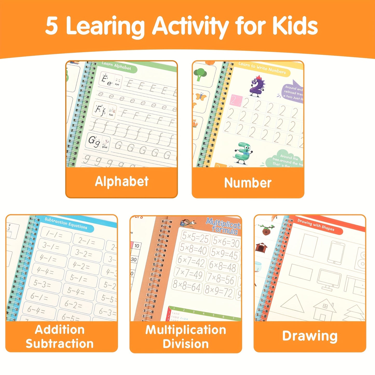 Upgraded 3D Groove Handwriting Practice Book For Kids