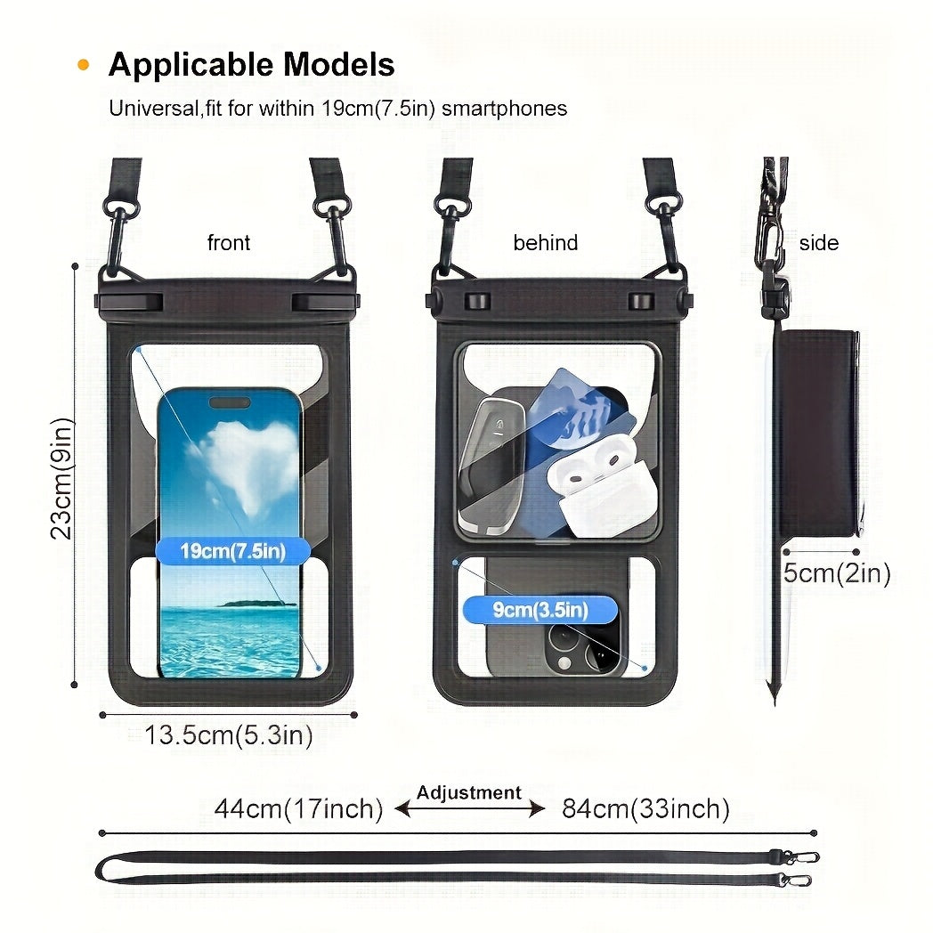 RYNAPAC Waterproof Waist Bag With Adjustable Waistband Double Compartment Fits Up To 7.5 Inches For Galaxy Phones Beach