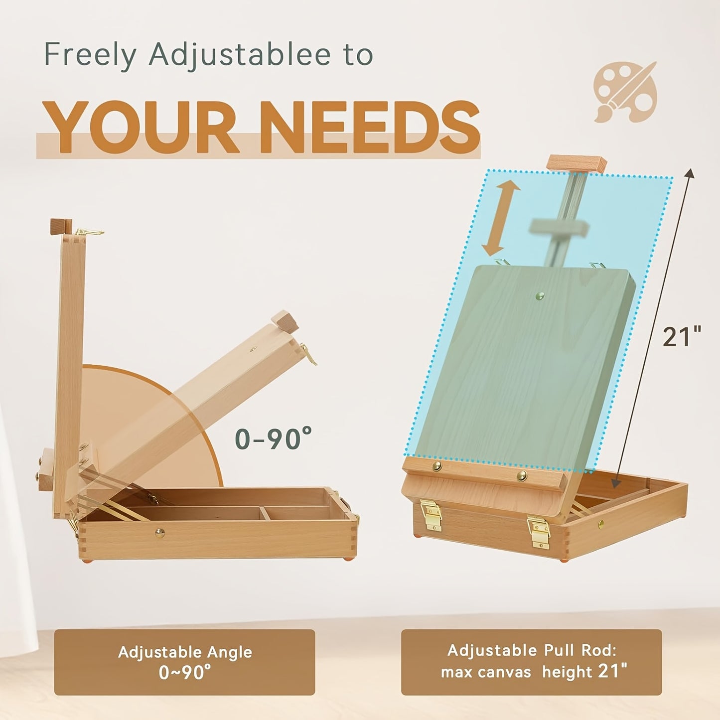 Beechwood Adjustable Easel Stand For Painting And Sketching