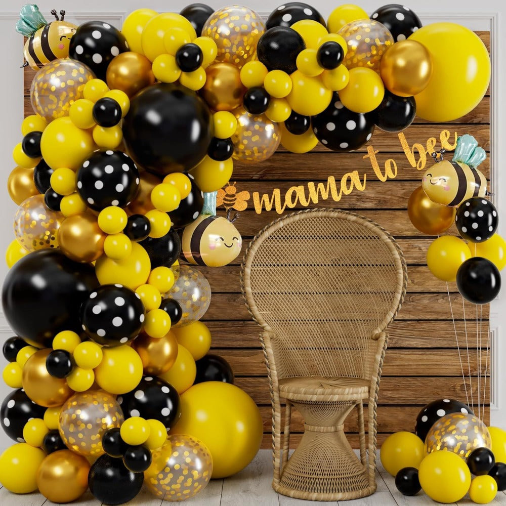 Bee Balloon Arch Wreath Kit with Yellow & Black Balloons - Bee-Themed Party Decorations for Bee Parties, Birthdays, Weddings, Showers, New Year, Christmas - Balloon Arch and Wreath for honeybee Celebrations