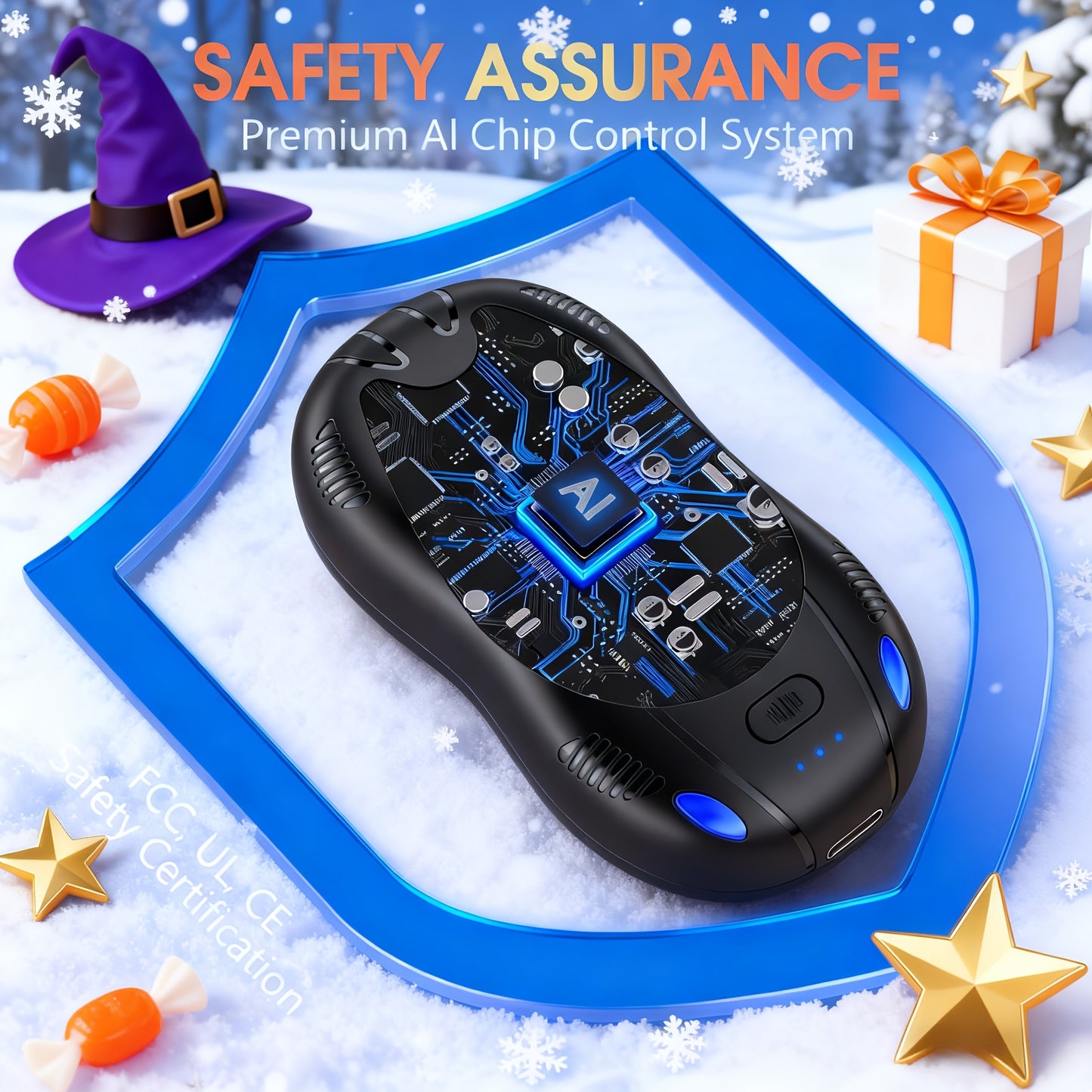 Double Sided Heating 2-in-1 Magnetic Suction Hand Warmer, 3-speed Temperature Control Adjustment, Essential For Skiing, Camping, And Mountaineering, Winter Hand Warmer, Travel Essentials, Winter Accessories, Portable Heater