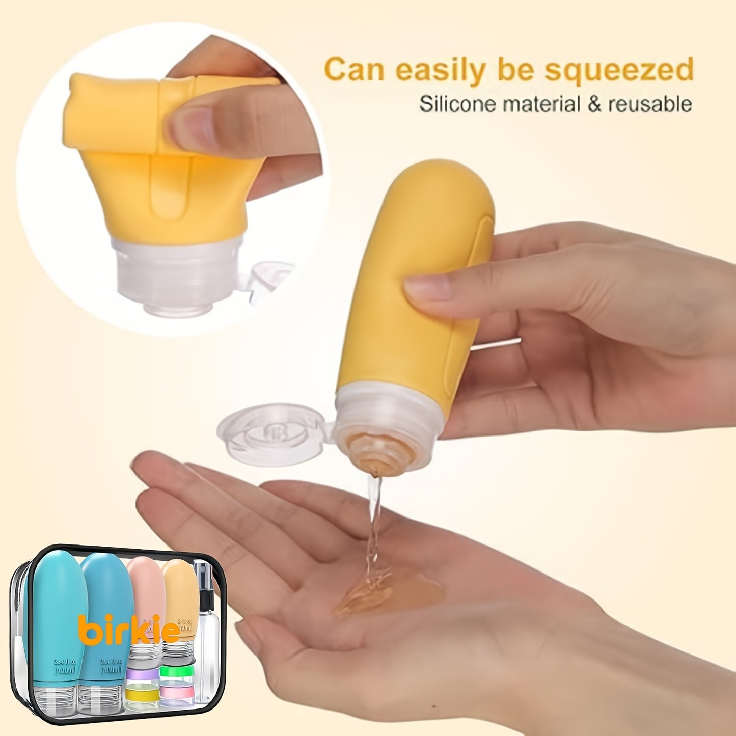 17pcs Travel Bottles Set for Toiletries, Squeezable Silicone Bottles, Travel Essentials for Shampoo Conditioner Lotion Face Cream, Toiletries Container for Shampoo Toner Cosmetic Containers, Can Be Used to Hold Skin Care Prod