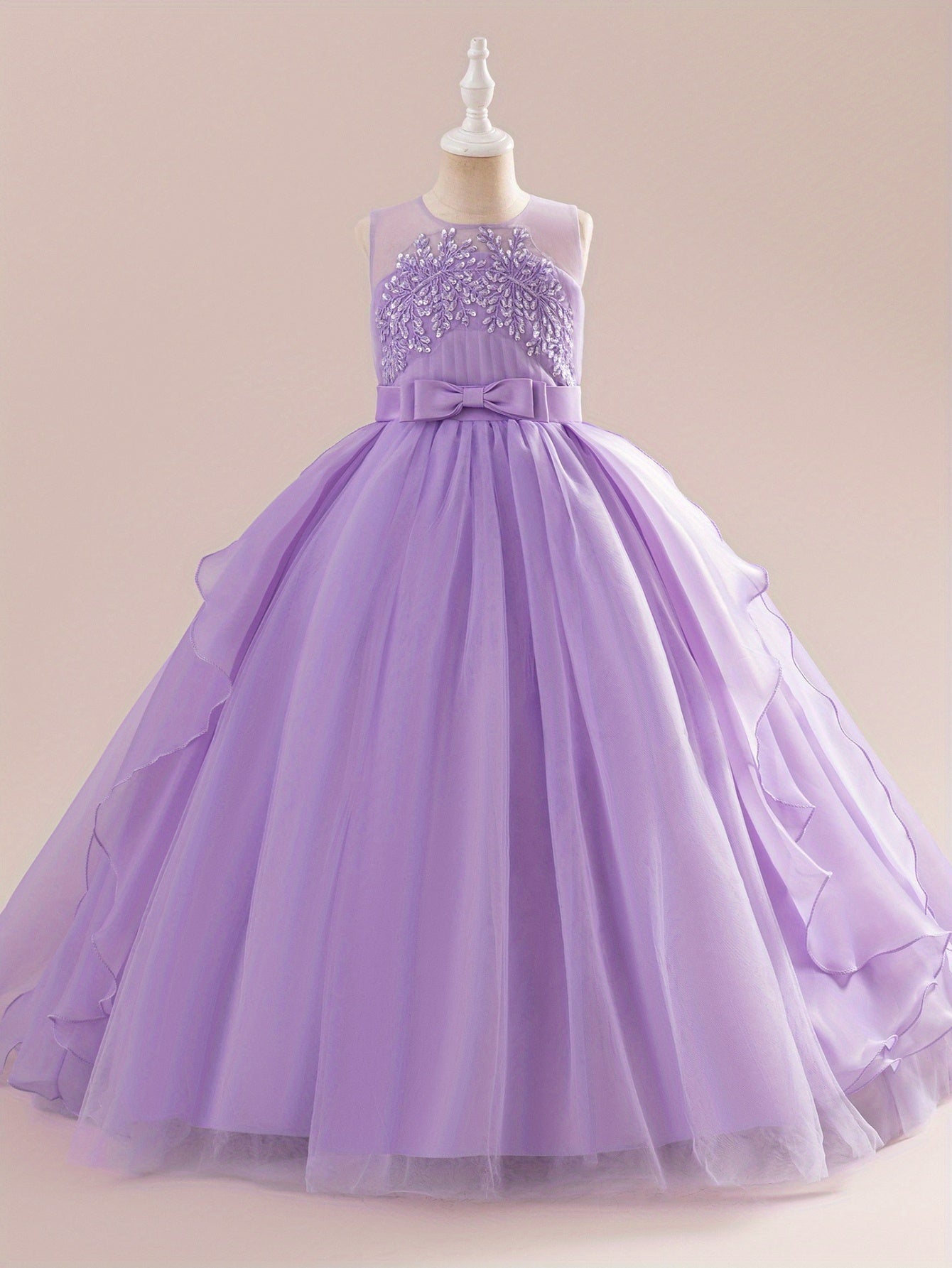 Tulle Flower Girl Dress With Embroidery And Bow Detail For Weddings