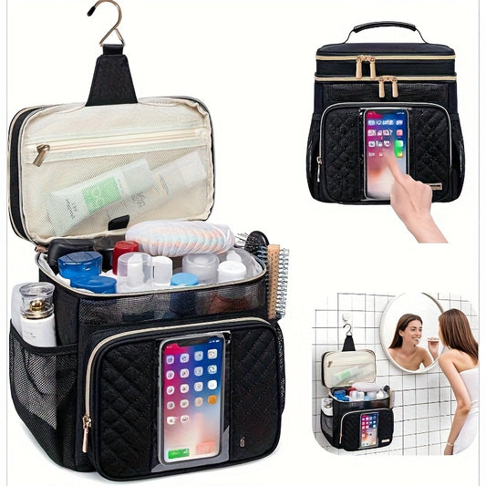 Large Capacity Nylon Toiletry Bag with Multiple Compartments- Heavy Duty Travel Organizer for Women and Men, Suitable for Gym, Camping, Cruise, Pink, Fitness Essentials, Compact Design, Durable Structure, College Students, To