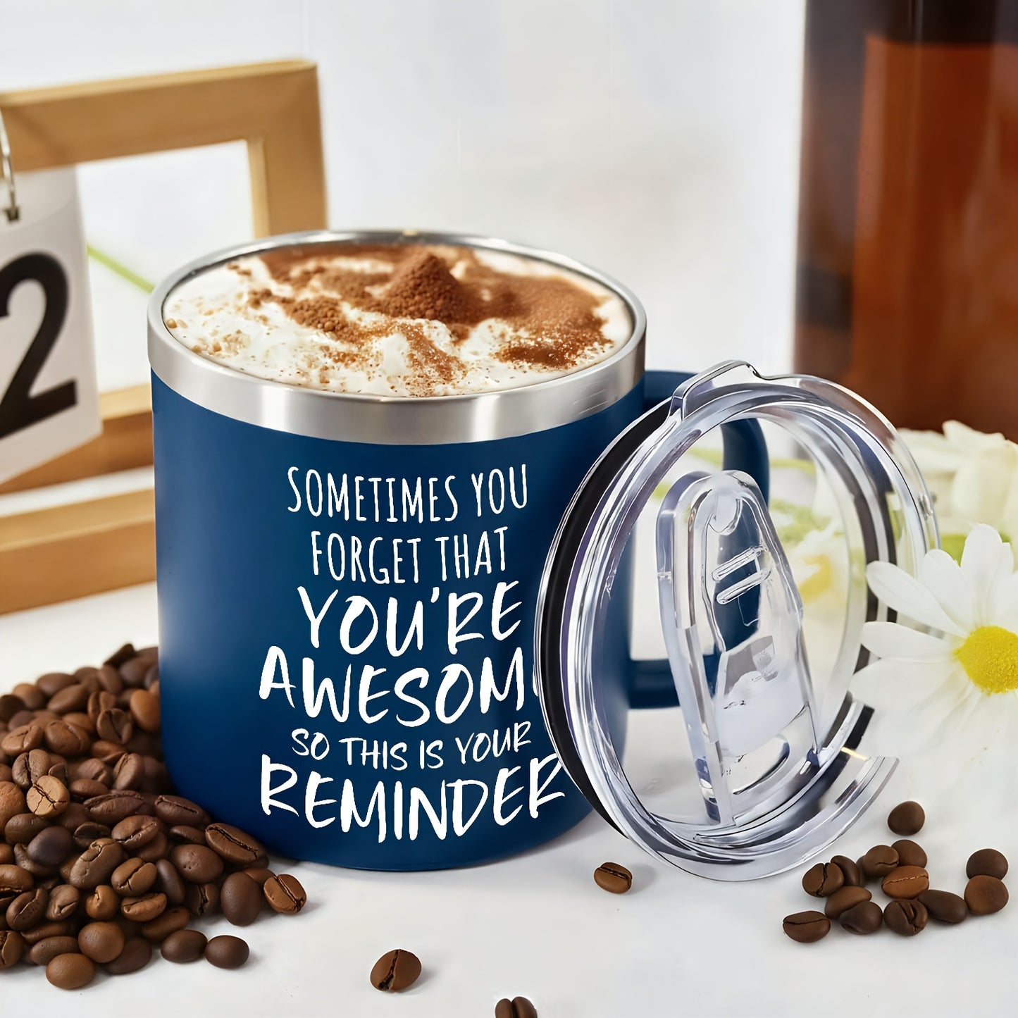 14 Oz Stainless Steel Coffee Mug For Men With Lid Gift For Birthday Christmas Valentines Day Husband