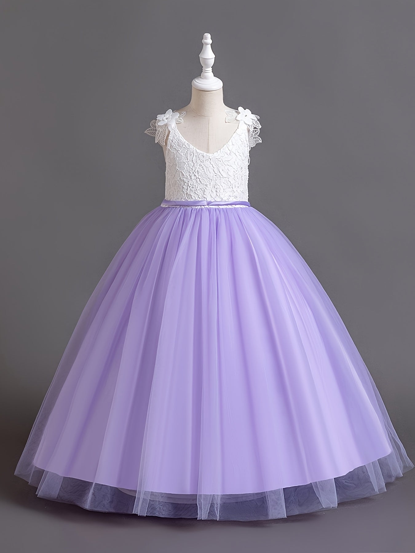 Girls Wedding Dress Strapless Mesh Princess Dress For Weddings Proms