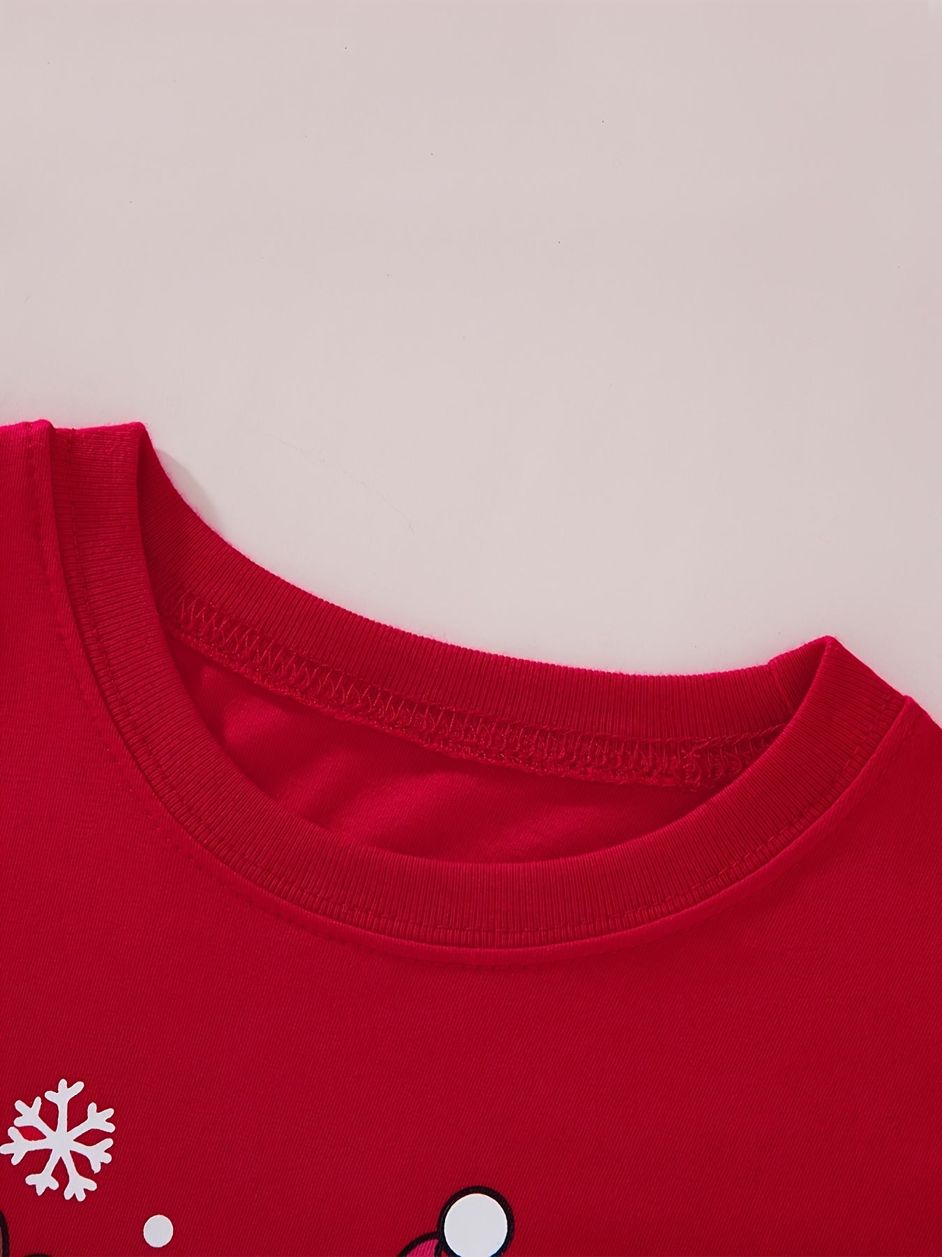 Kids Christmas Homewear Two Piece Set Red Round Neck