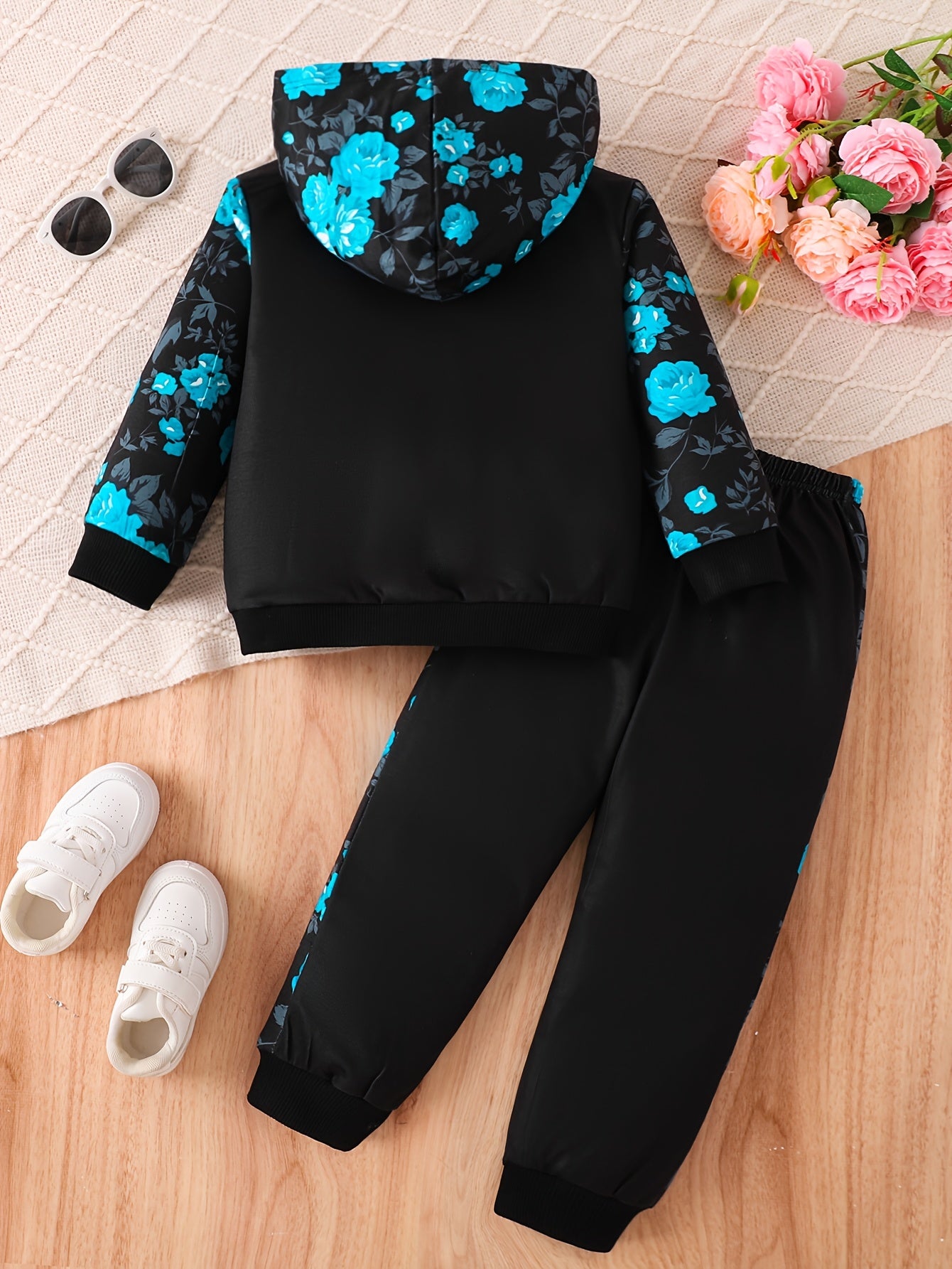 Kids' Autumn Sweatshirt Set, Newborn Long-Sleeve Two-Piece Outfit for Girls with Printed Hoodie + Casual Pants