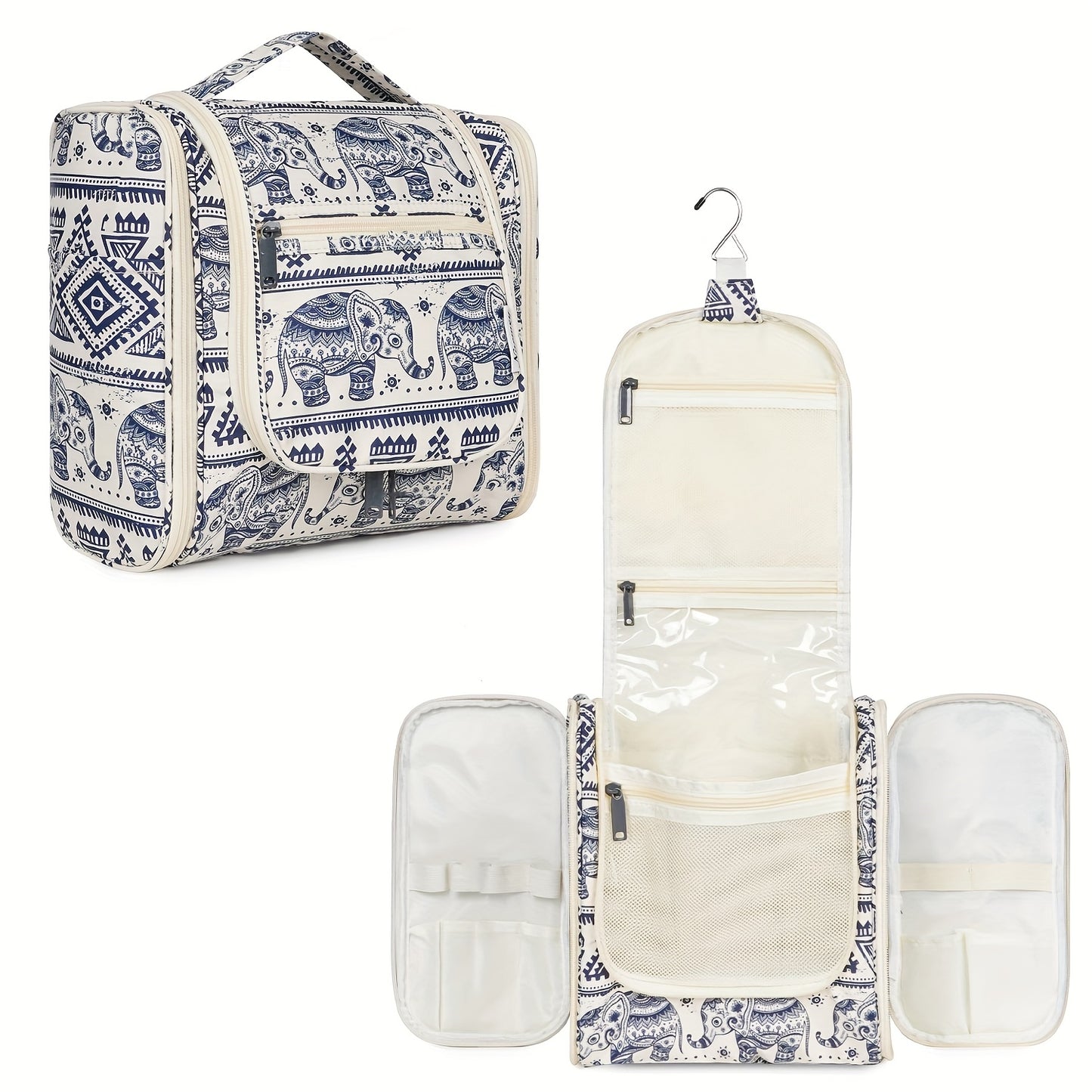 Women's Large Capacity Hanging Toiletry Bag - Travel Cosmetic Organizer with Hanging Hook & Top Handle, Zipper Closure, Lightweight Makeup Case with Multiple Compartments - Elegant Purple, Airport Approved for Carry-On Luggag