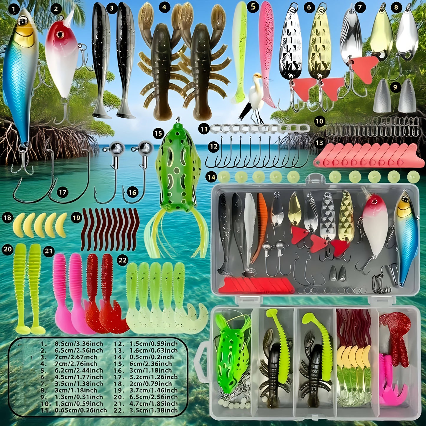 85 Piece Fishing Lure Set With Soft Plastic Worms Crankbaits And Spinnerbaits Lure Heads And Sinkers For Bass And Trout