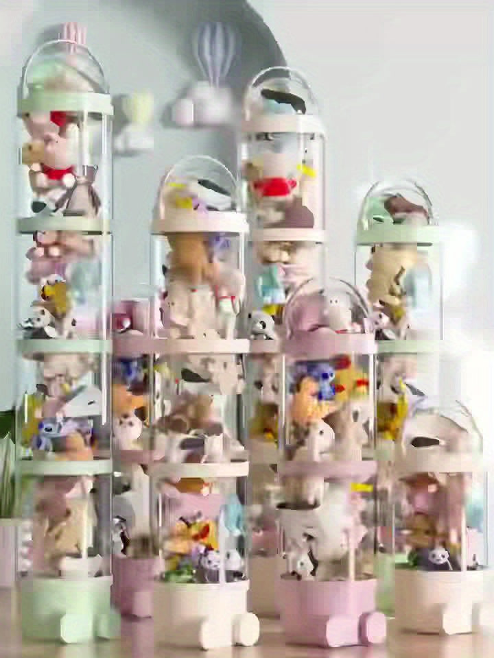 Transparent Four Tier Plush Toy Storage Bin With Waterproof Lid