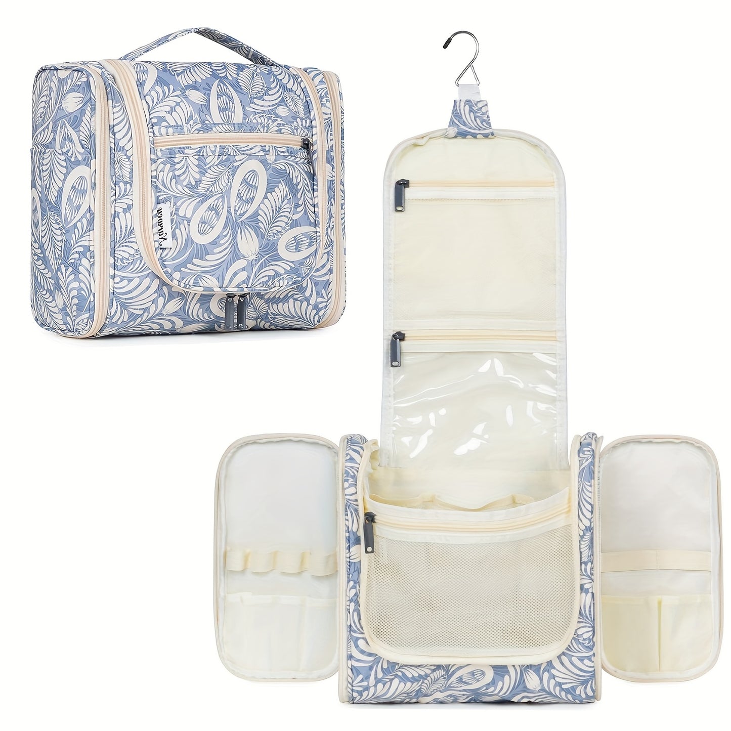 Women's Large Capacity Hanging Toiletry Bag - Travel Cosmetic Organizer with Hanging Hook & Top Handle, Zipper Closure, Lightweight Makeup Case with Multiple Compartments - Elegant Purple, Airport Approved for Carry-On Luggag