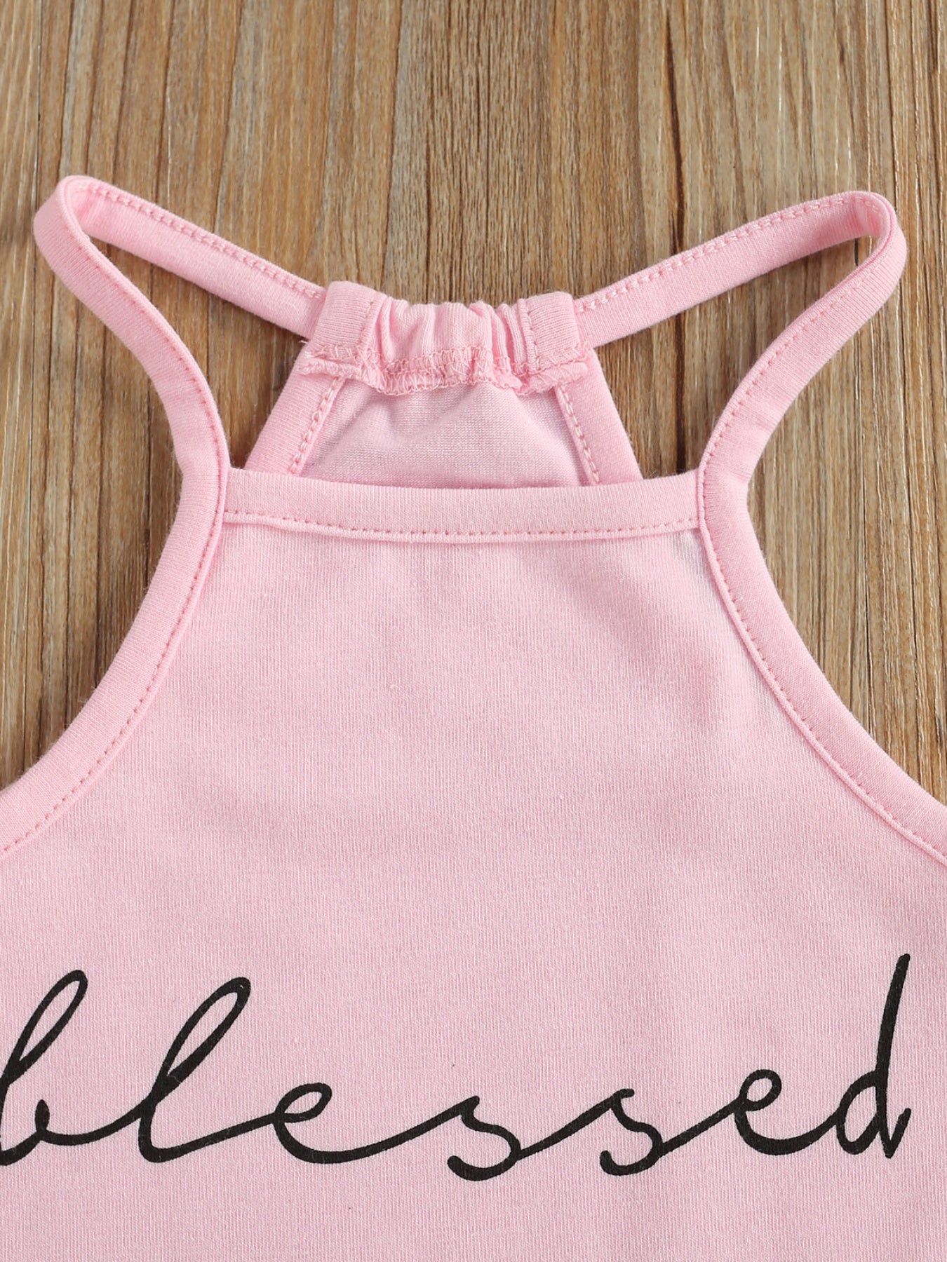 Girls 2pcs Clothes Set, Sleeveless Letter Printed High Neck Halter Tops with Camouflage Printed Long Pants