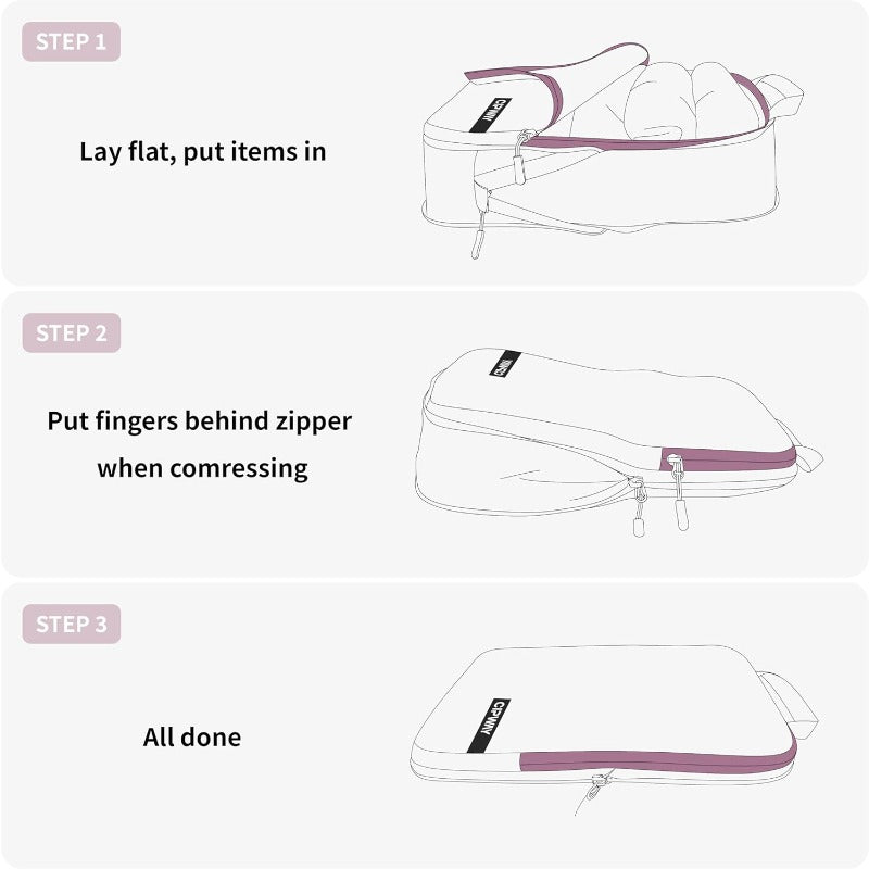 Cipway Compression Packing Cubes for Travel Ultralight Expandable Packing Organizers with Laundry and Toiletry Bag for Carry on Luggage Mauve Pink 6 Set