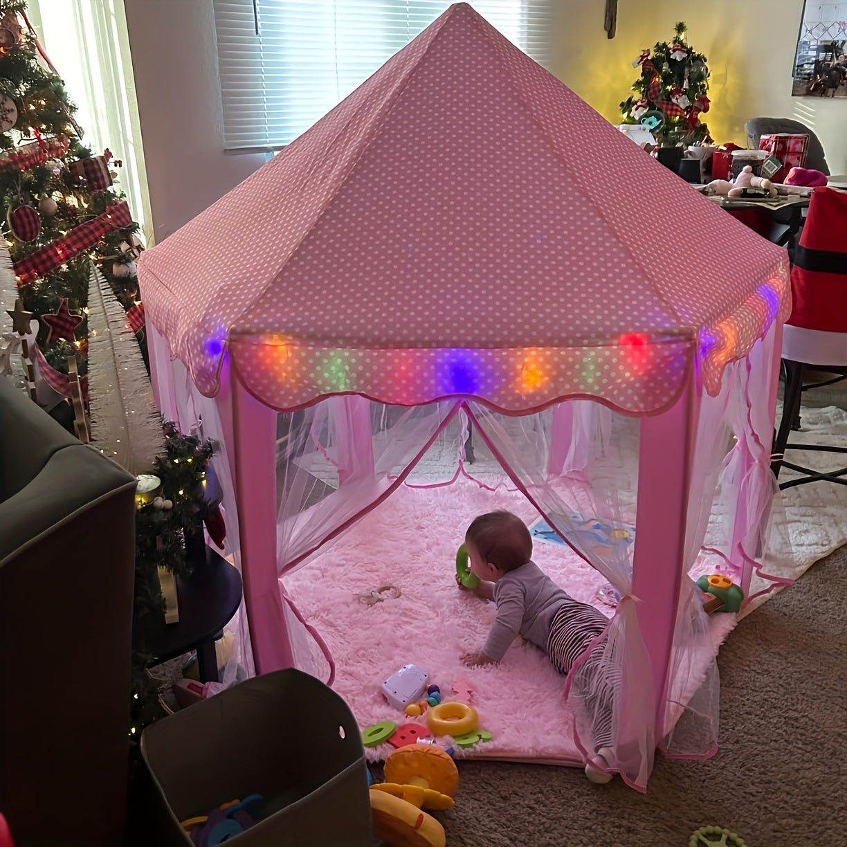 Large Castle Kids Play Tent, Pink, Indoor & Outdoor Playhouse, Ideal Gift for Halloween, Christmas & Easter, Fun Toys & Room Decor for Kids