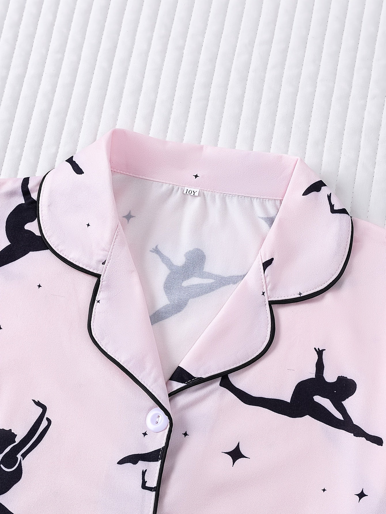 Girls' 2pcs sleeping suit with flame retardant short sleeves, new pink base, cartoon printed dance for little girls, comfortable casual medium and large's wear for parties., Sleepwear For Girls, Dance Party Wear, Short Sleeve