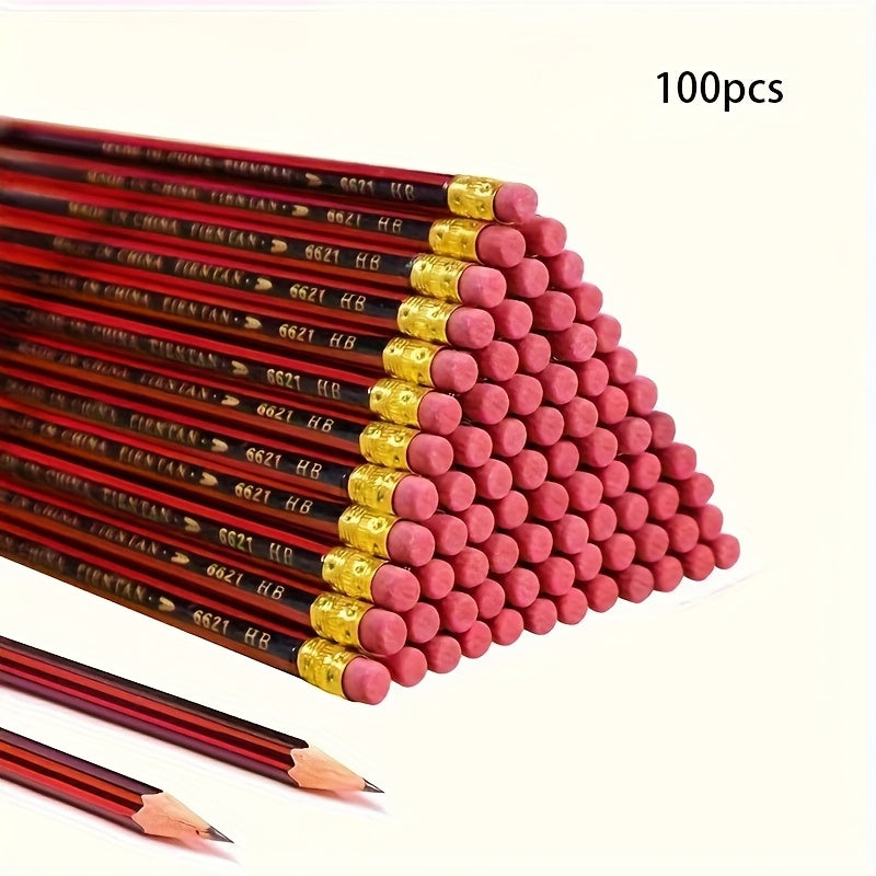 HB Pencils With Eraser 0.3mm Fine Point Red And Black Comfortable Grip For Students Writing Sketching Pack Of 50 Or 100