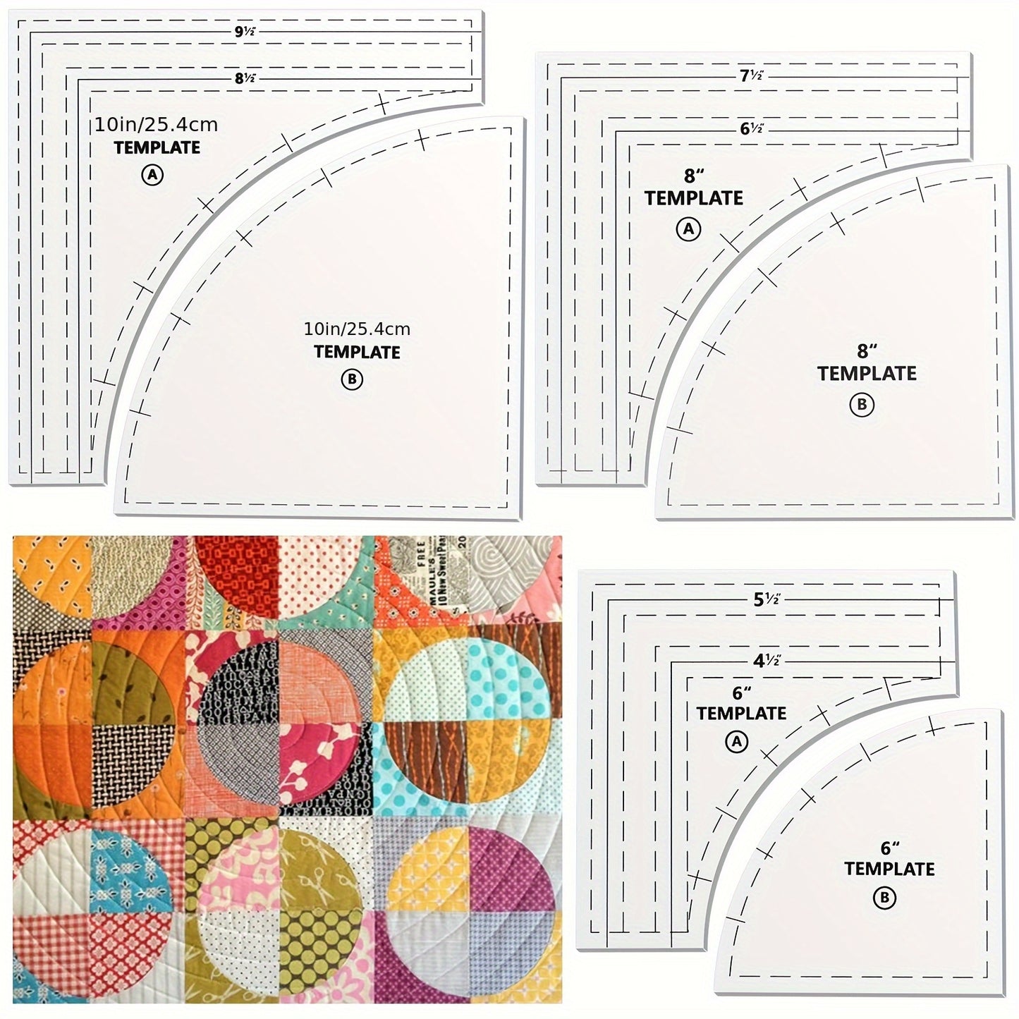 DREYOO Three Large Quilting Rulers And Templates For Patterns