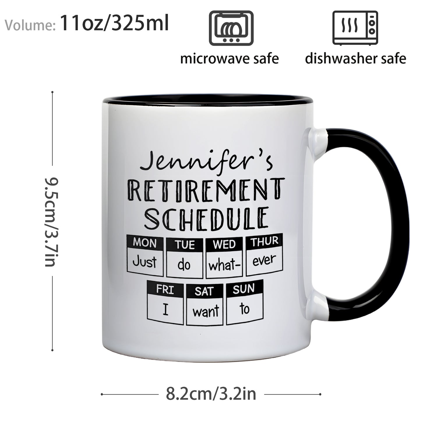 1pc Funny Retirement Mug with Personalized Name & Schedule - Ceramic Coffee Cup with Retirement Gift Idea, Retirement Party Favor for Women/Men, Grandma, Grandpa
