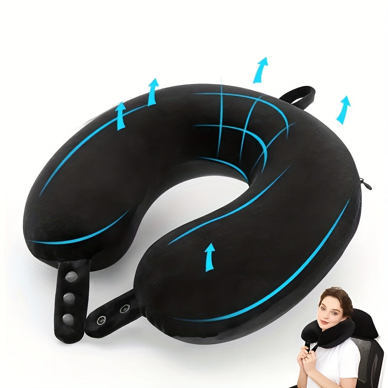 Adjustable Travel Pillow, Medium Soft U-shaped Head Support, Polyester Cover, Spot Clean, 100% Padding, Suitable for Sleeping, Airplane, Car And Home Use, Pillow for Airplane Travel, Ergonomic Travel Pillow, Wrap Around Trave