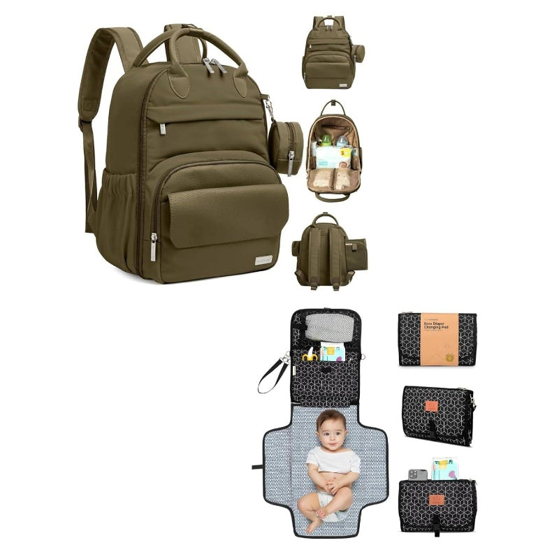 Diaper Bag Backpack With Portable Changing Pad For Travel