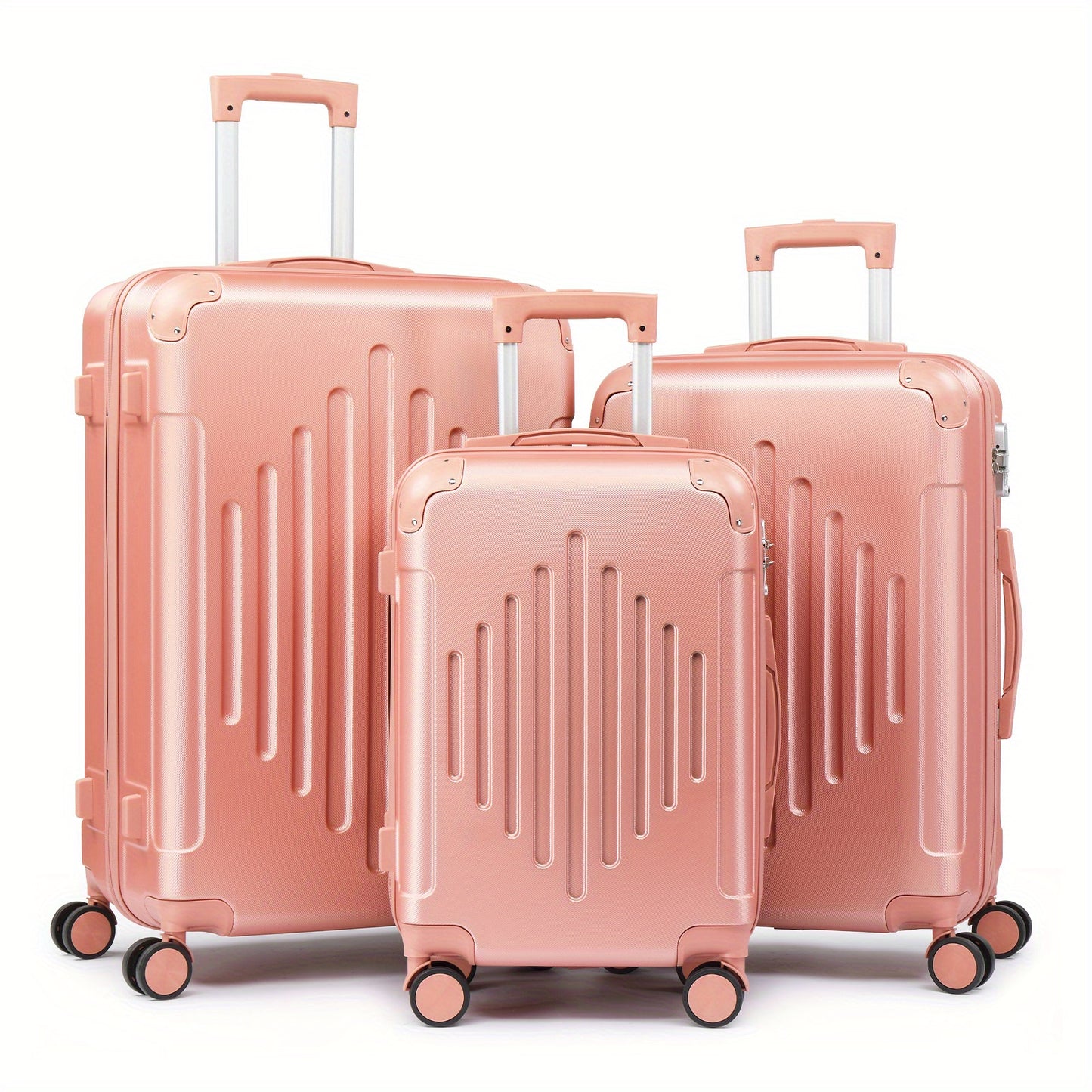 AUTOFOREVER Rose Golden ABS Trolley Case 12 16 20 24 28 Inch With Spinner Wheels And Combination Lock