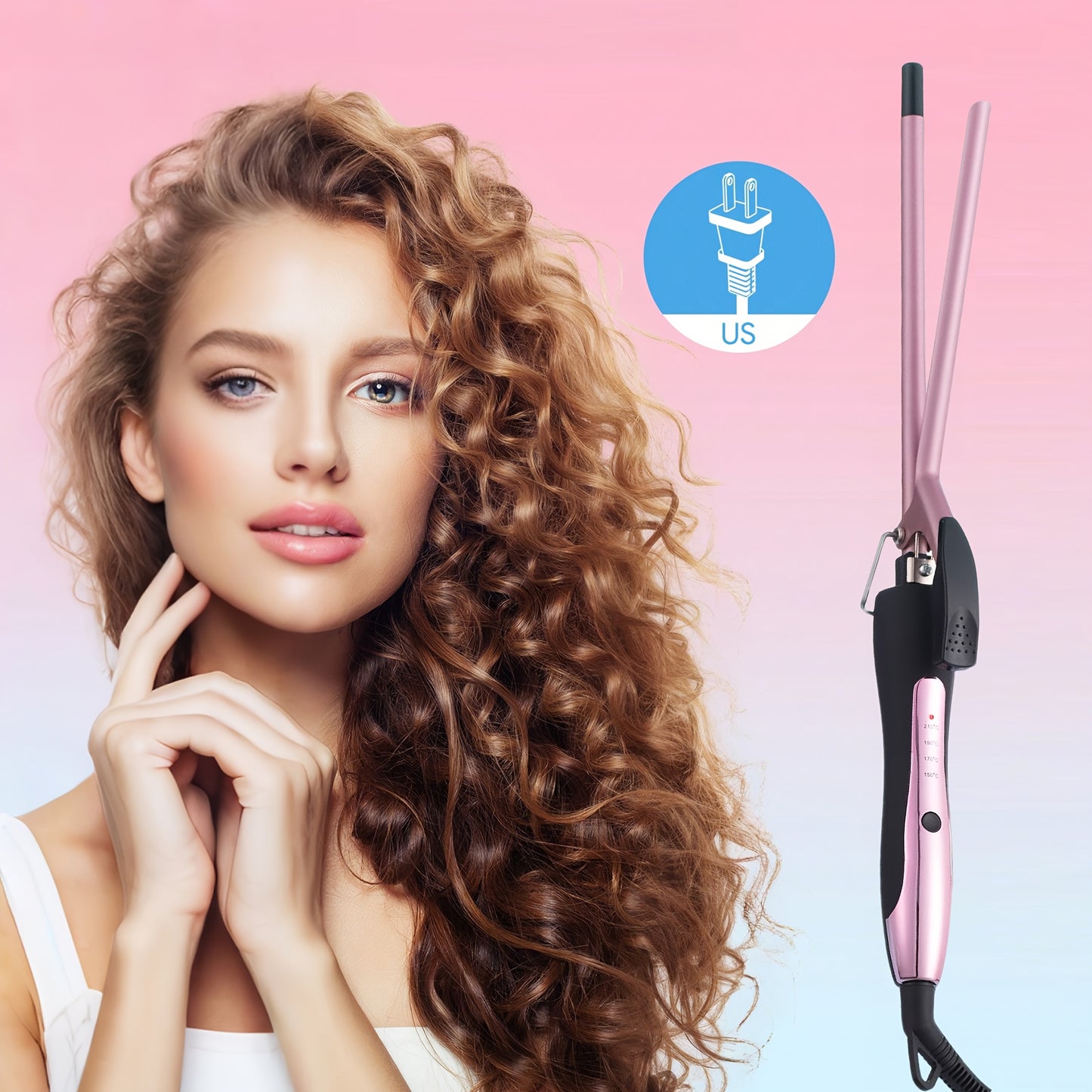 Compact Curling Iron With Ceramic Coating Heats Fast