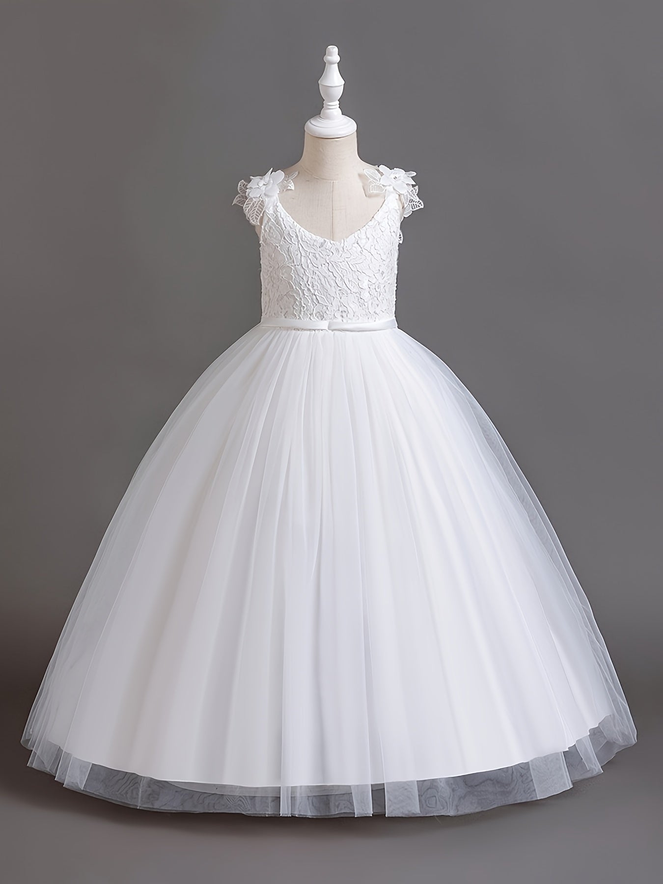 Girls Wedding Dress Strapless Mesh Princess Dress For Weddings Proms